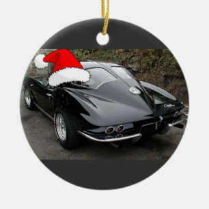 Ornamento De Cerâmica Corvette Black Split Window/Christmas