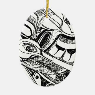 Ornamento De Cerâmica Corvo e gaivota nativos do Totem da costa pacífica