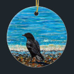 Ornamento De Cerâmica Corvo na pintura Beach 2<br><div class="desc">Esta é uma segunda pintura deste assunto. A primeira pintura que eu vendi e me pediram para pintar outra que também vendeu! Usei minha própria fotografia como inspiração.</div>