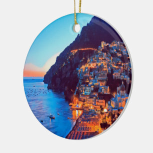 Ornamento De Cerâmica costa ldp POSITANO Amalfi - pôr do sol tirado pel
