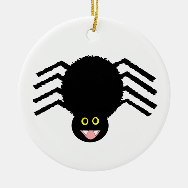 Ornamento De Cerâmica Costume de Aranha Negra Eu Amo Aranhas (Frente)