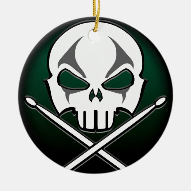 Ornamento De Cerâmica Costume do baterista da rocha & do rolo do (Frente)