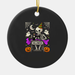 Ornamento De Cerâmica Costura de Halloween Esqueleto Fantasma Assustador