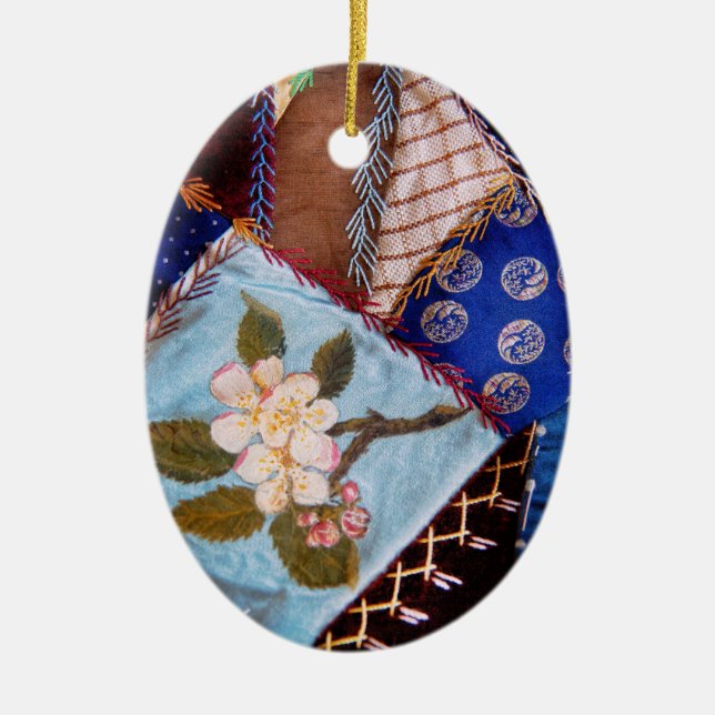 Ornamento De Cerâmica Costura - Patchwork - Cobertor da Vovó (Frente)