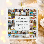 Ornamento De Cerâmica Cota Personalizada de Colagem de Fotos Moderna 48<br><div class="desc">Crie o seu próprio ornamento personalizado de aspas,  que apresenta 48 das suas fotografias,  juntamente com texto personalizado,  na caligrafia elegante do script. Todo o texto e cores e pode ser ajustado ao seu gosto neste design.</div>