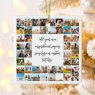 Ornamento De Cerâmica Cota Personalizada de Colagem de Fotos Moderna 48