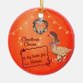 Ornamento De Cerâmica Country Christmas Goose Ornament - rustic gift tag