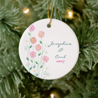 Ornamento De Cerâmica Country Daisies - Casamento Bonito