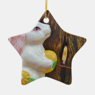 Ornamento De Cerâmica Country Páscoa Bunny
