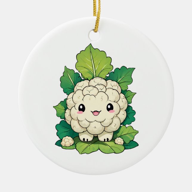 Ornamento De Cerâmica Couve-flor Kawaii (Frente)