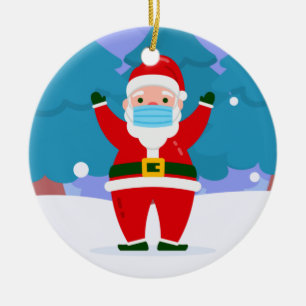 Ornamento De Cerâmica covid alegria christmas face mask santa claus