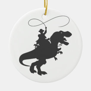 Ornamento De Cerâmica Cowboy cavalgando dinossauro na era pré-históric