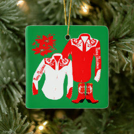 Ornamento De Cerâmica Cowboy Cowgirl Rodeo Western Shirts Feliz Christm