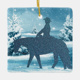 Ornamento De Cerâmica Cowboy Ocidental Cowgirl Horse Winter Scense