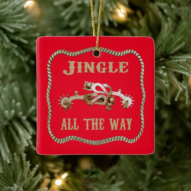 Ornamento De Cerâmica Cowboy Ocidental Spurs Jingle Por Todo O Caminho (Árvore)