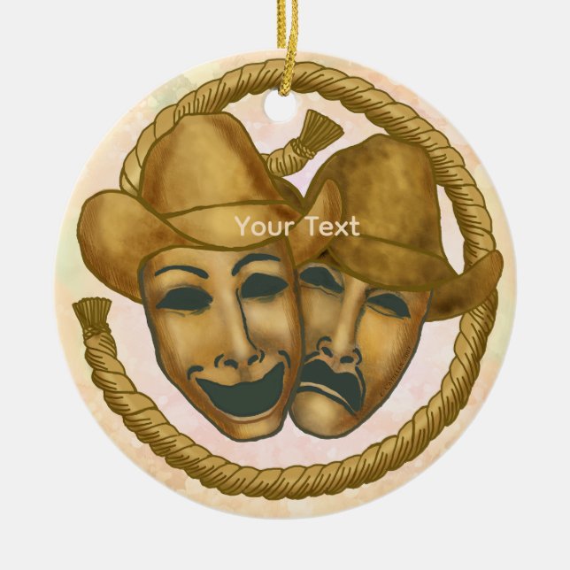 Ornamento De Cerâmica Cowboy Tespiano  (Frente)