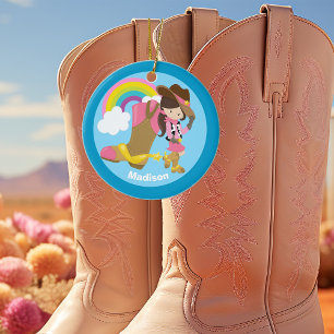 Ornamento De Cerâmica Cowgirl Personalizada