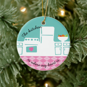 Ornamento De Cerâmica Cozinha onde meu coração está no Natal do cozinhar
