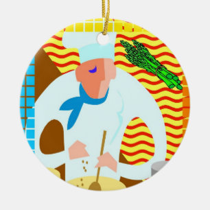 Ornamento De Cerâmica Cozinhar Abstrato Chef, adicionar, editar texto
