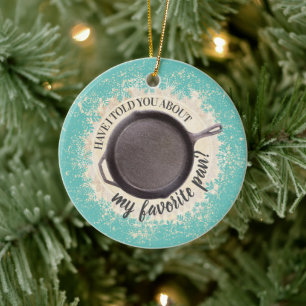 Ornamento De Cerâmica Cozinhar de Natal de uma frigideira de ferro fundi