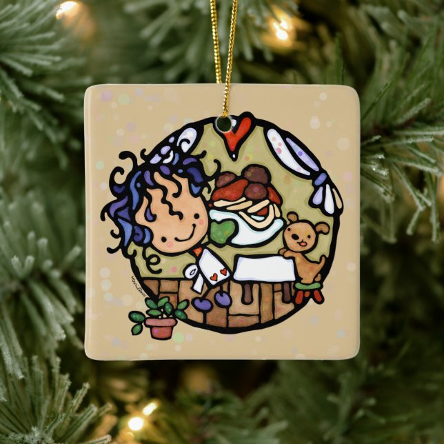 Ornamento De Cerâmica Cozinhar italiano de macarrão personalizado (Árvore)