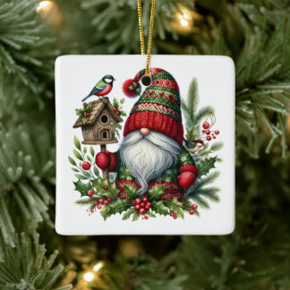 Ornamento De Cerâmica Cozy Christmas Gnome Art – Festive Holiday