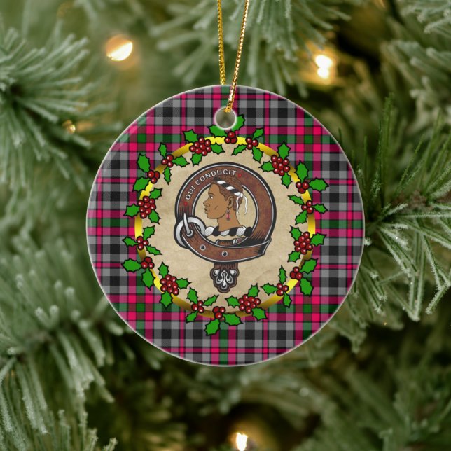 Ornamento De Cerâmica Crachá Borthwick Clan & Tartan Personalizado Xmas (Árvore)