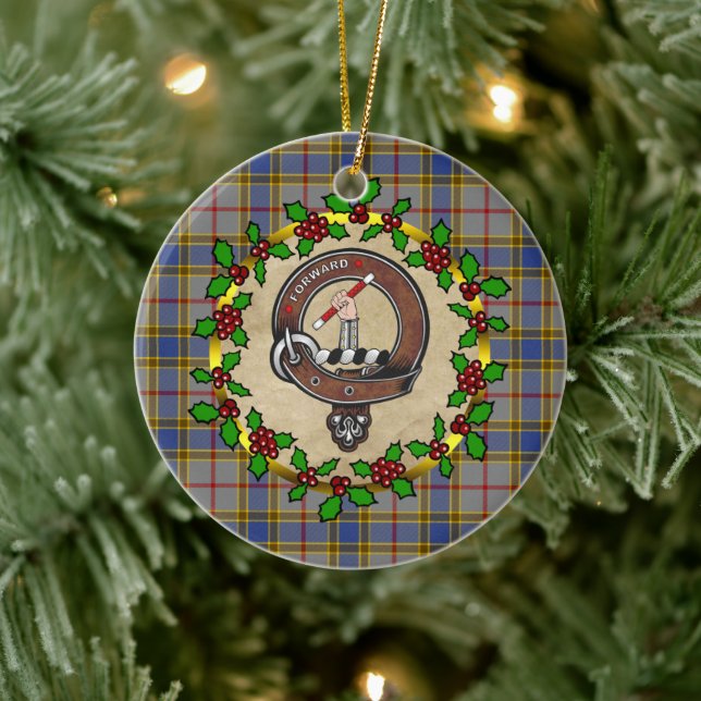 Ornamento De Cerâmica Crachá Clã Balfour & Tartan Personalizado Xmas (Árvore)