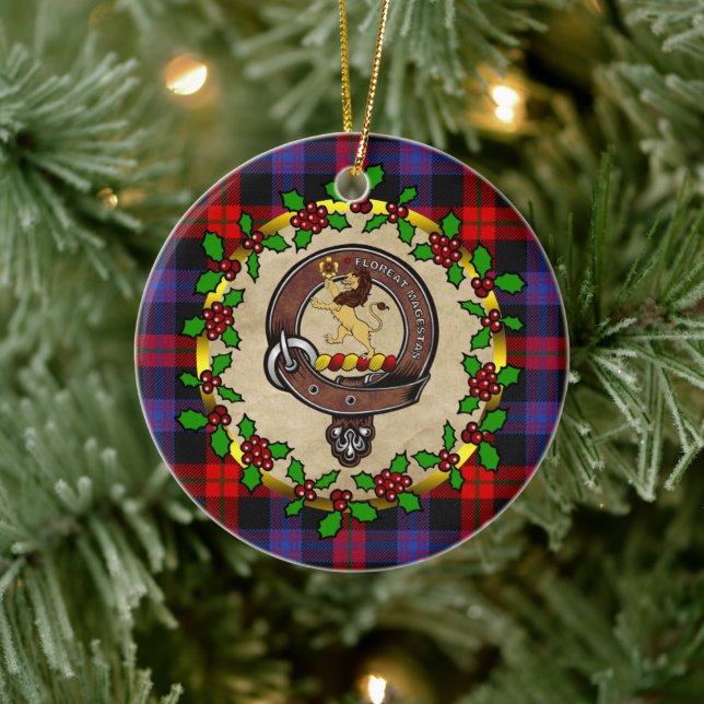 Ornamento De Cerâmica Crachá Clã Brown/Broun & Tartan Personalizado Xmas (Árvore)