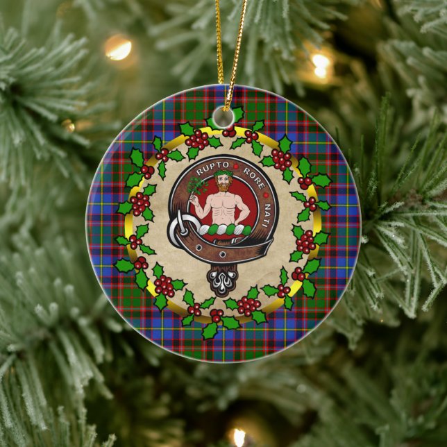 Ornamento De Cerâmica Crachá Clan Aikenhead & Tartan Personalizado Xmas (Árvore)