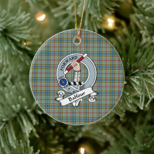 Ornamento De Cerâmica Crachá Clan Balfour Xadrez Tartan