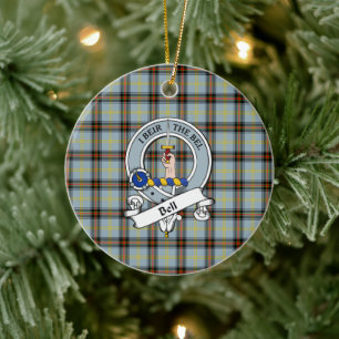 Ornamento De Cerâmica Crachá Clan Bell Xadrez Tartan