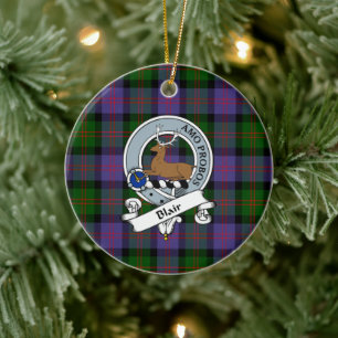 Ornamento De Cerâmica Crachá Clan Blair Modern Xadrez Tartan