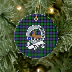 Ornamento De Cerâmica Crachá Clan Blair Xadrez Tartan