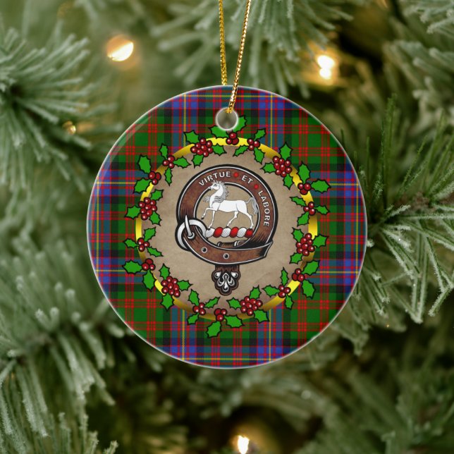 Ornamento De Cerâmica Crachá Clan Cochrane & Tartan Personalizado Xmas (Árvore)