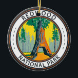 Ornamento De Cerâmica Crachá de Árvore Chandelier do Parque Nacional Red<br><div class="desc">Trabalho de arte de vetor de Sequoia. O parque protege grandes pradarias,  carvalhos,  rios selvagens e 40 milhas de costa robusta.</div>