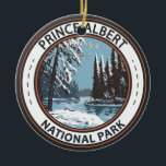 Ornamento De Cerâmica Crachá de inverno Príncipe Albert National Park Ca<br><div class="desc">Design de arte vetorial do Príncipe Albert National Park. O Parque é,  em grande parte,  uma área de floresta e lago,  entrelaçada com riachos e trilhos naturais.</div>