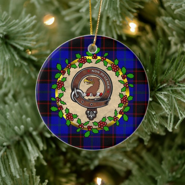 Ornamento De Cerâmica Crachá de Wedderburn/Tartan Natal personalizado (Árvore)