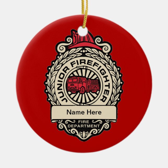 Ornamento De Cerâmica Crachá do Bombeiro Júnior (Frente)