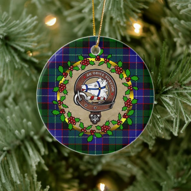 Ornamento De Cerâmica Crachá Galbraith Clan & Tartan Personalizado Xmas (Árvore)