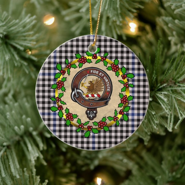 Ornamento De Cerâmica Crachá Gladstone e Natal Personalizado de Tartan (Árvore)