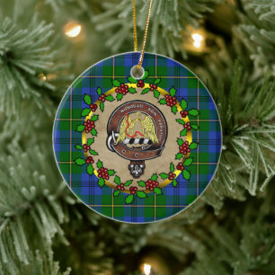 Ornamento De Cerâmica Crachá Johnstone & Tartan Personalizado Natal