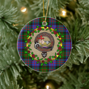 Ornamento De Cerâmica Crachá MacDonald e Tartan Natal personalizado