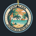 Ornamento De Cerâmica Crachá Punta Cana Dominicana Hut<br><div class="desc">Design de arte vetorial de Punta Cana. A área de Bávaro e Punta Cana se combinam para formar o que é conhecido como La Costa del Coco,  ou a Costa do Coco,  uma área de resorts lavos e inclusivos.</div>