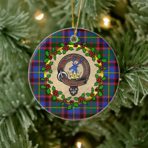 Ornamento De Cerâmica Crachá Stirling e Tartan Natal Personalizado
