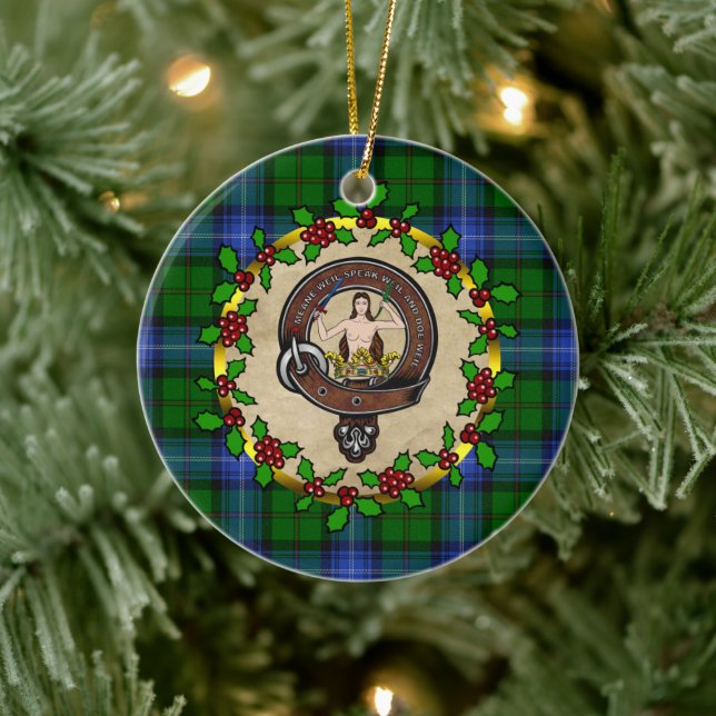 Ornamento De Cerâmica Crachá Urquhart Clan & Tartan Personalizado Xmas (Árvore)