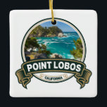 Ornamento De Cerâmica Crachá Viagem Point Lobos California<br><div class="desc">Design fotorealista Point Lobos. O mar próximo a Point Lobos é considerado um dos melhores locais para mergulhar em mergulho na Península de Monterey e ao longo da costa da Califórnia.</div>