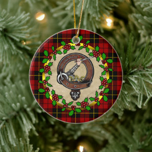 Ornamento De Cerâmica Crachá Wallace Clan & Tartan Personalizado Xmas
