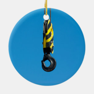 Ornamento De Cerâmica Crane o gancho com suspensão amarela e preta das