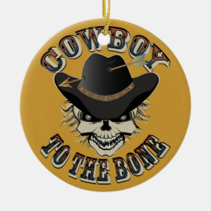 Ornamento De Cerâmica Crânio de Cowboy